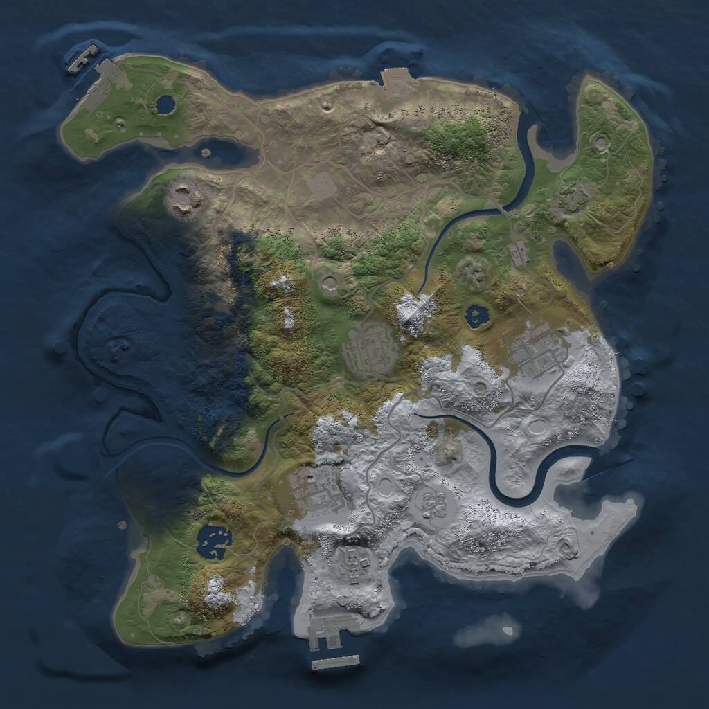 Rust Map: Procedural Map, Size: 3000, Seed: 861654510, 12 Monuments