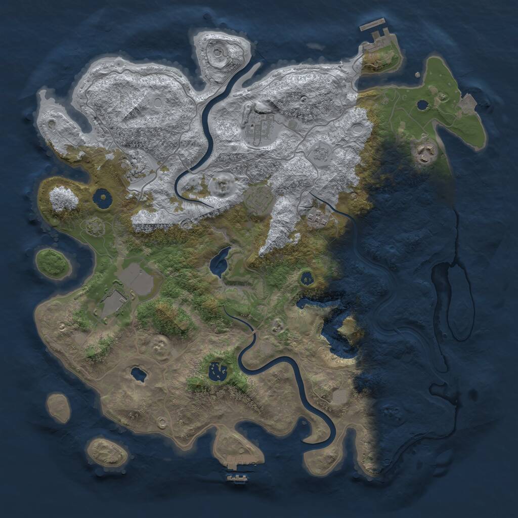Rust Map: Procedural Map, Size: 4000, Seed: 1949186769, 13 Monuments