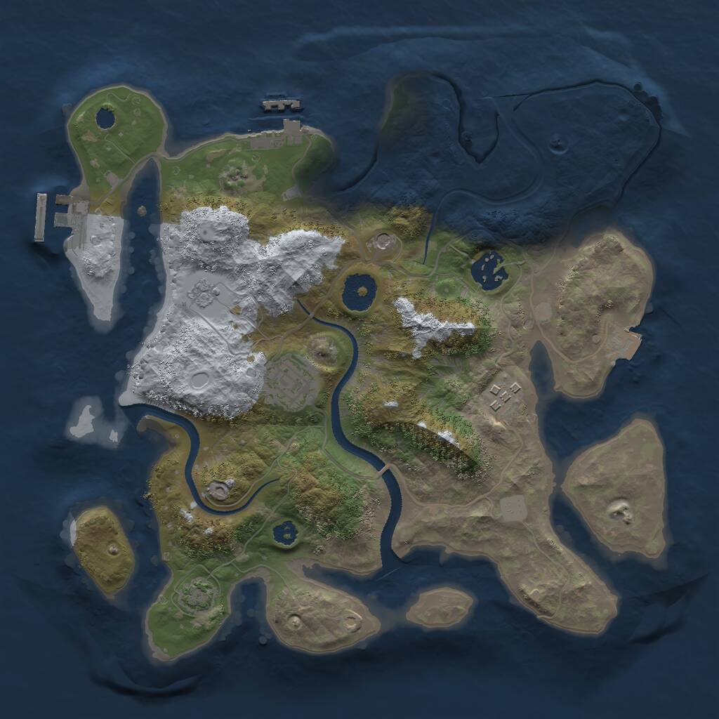 Rust Map: Procedural Map, Size: 3000, Seed: 1292203438, 9 Monuments