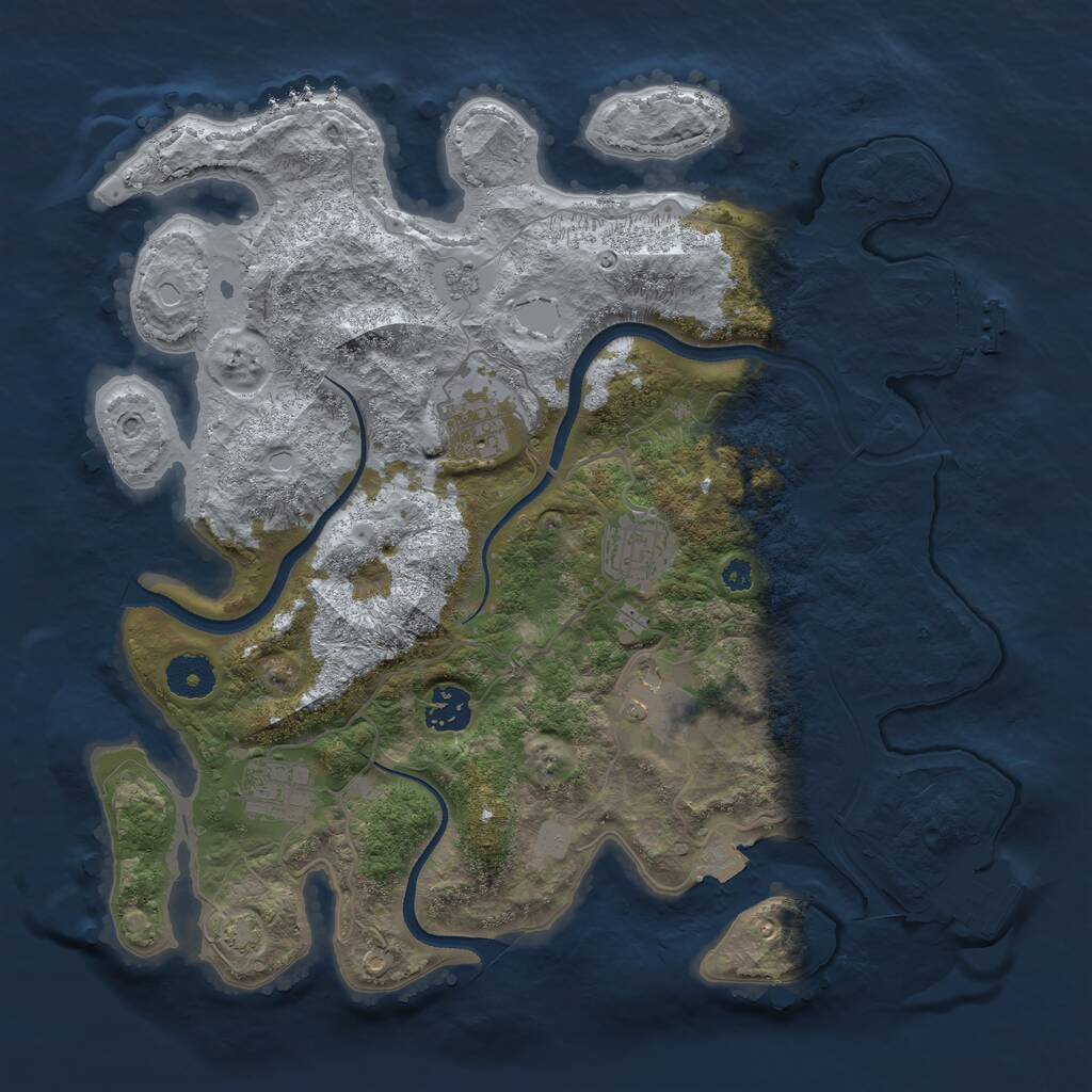 Rust Map: Procedural Map, Size: 3500, Seed: 175773386, 10 Monuments