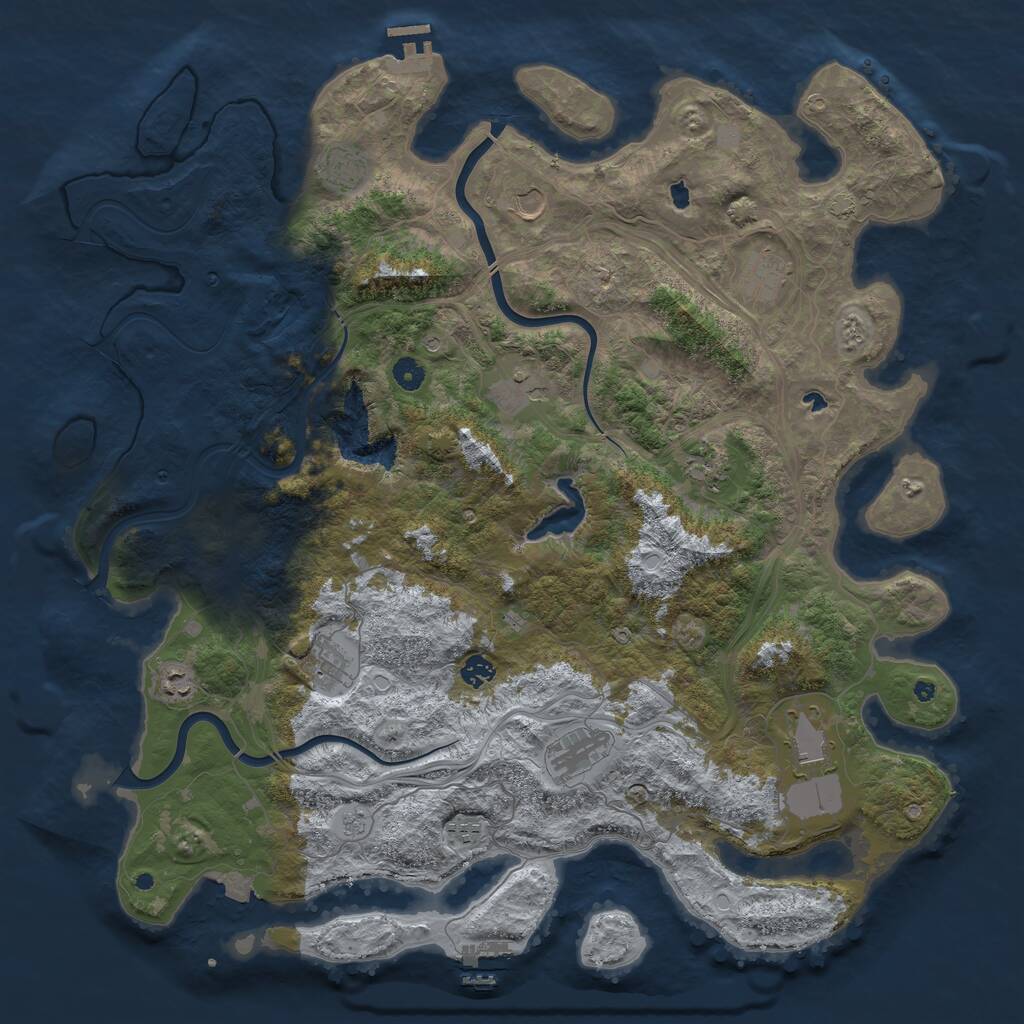 Rust Map: Procedural Map, Size: 4800, Seed: 543373376, 17 Monuments