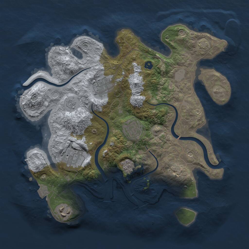 Rust Map: Procedural Map, Size: 3000, Seed: 8410257, 9 Monuments