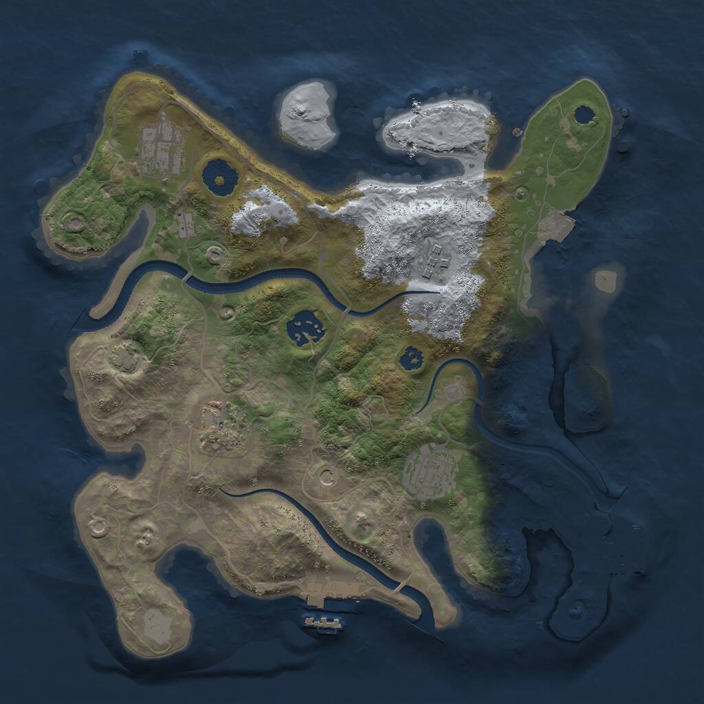 Rust Map: Procedural Map, Size: 3000, Seed: 661723, 10 Monuments