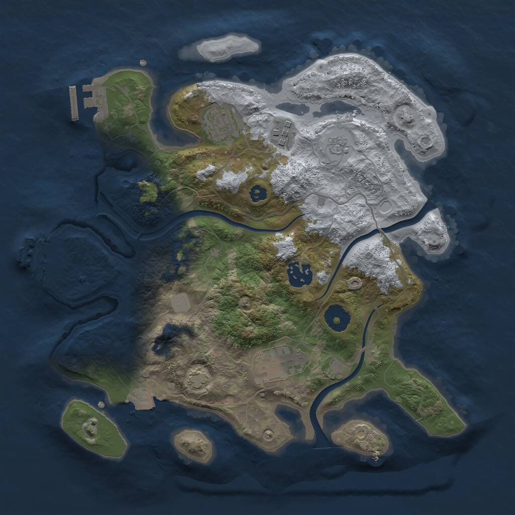 Rust Map: Procedural Map, Size: 3000, Seed: 19877459, 10 Monuments