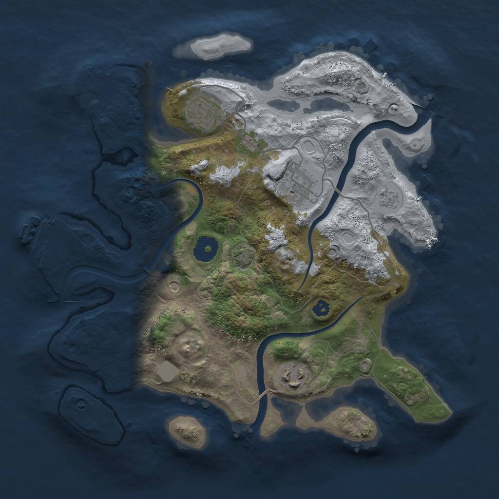 Rust Map: Procedural Map, Size: 3000, Seed: 19877459, 9 Monuments