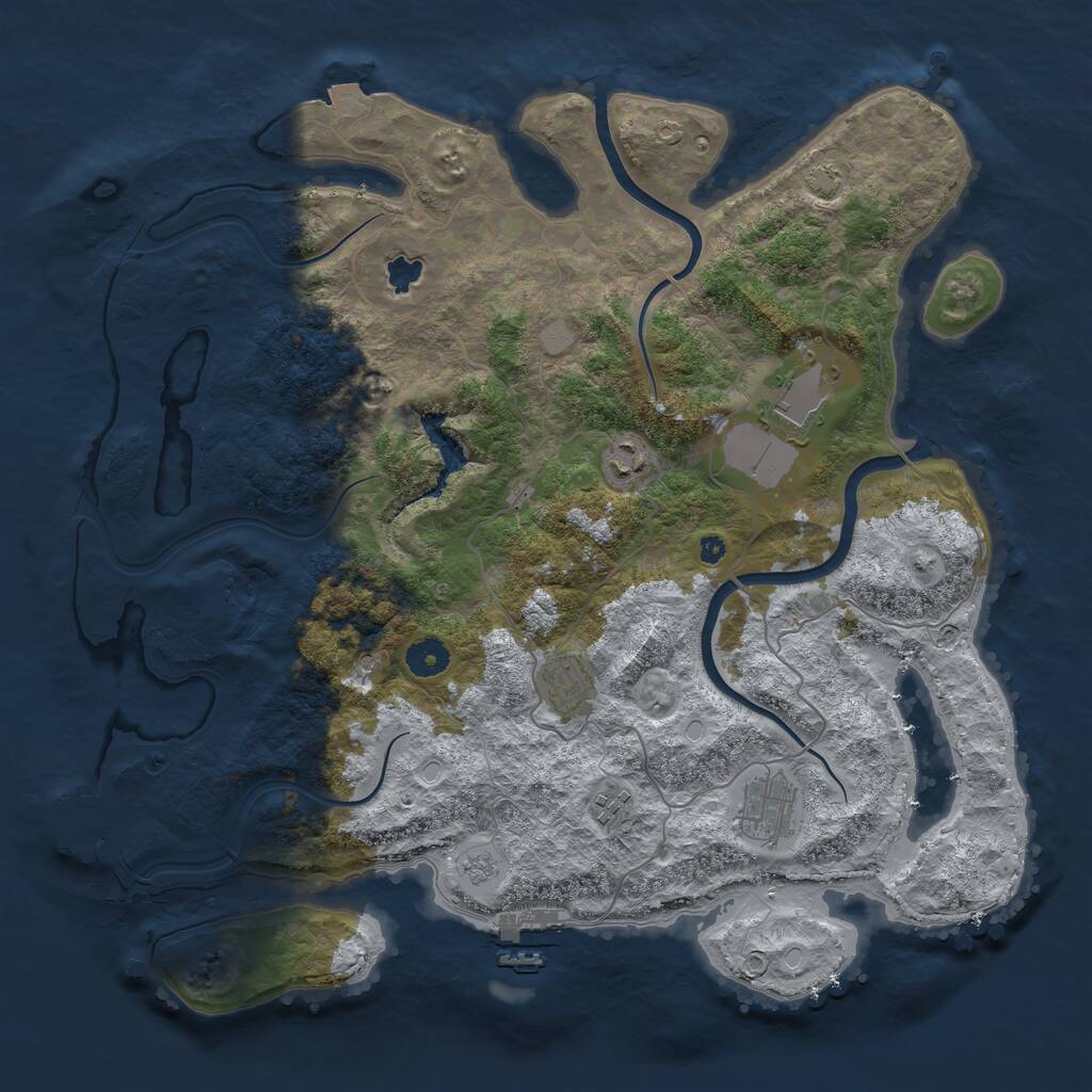 Rust Map: Procedural Map, Size: 4000, Seed: 44158085, 11 Monuments