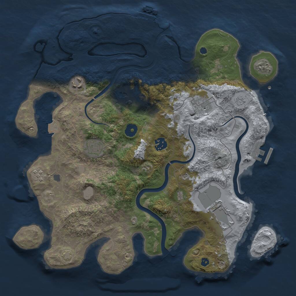 Rust Map: Procedural Map, Size: 3500, Seed: 563440063, 13 Monuments