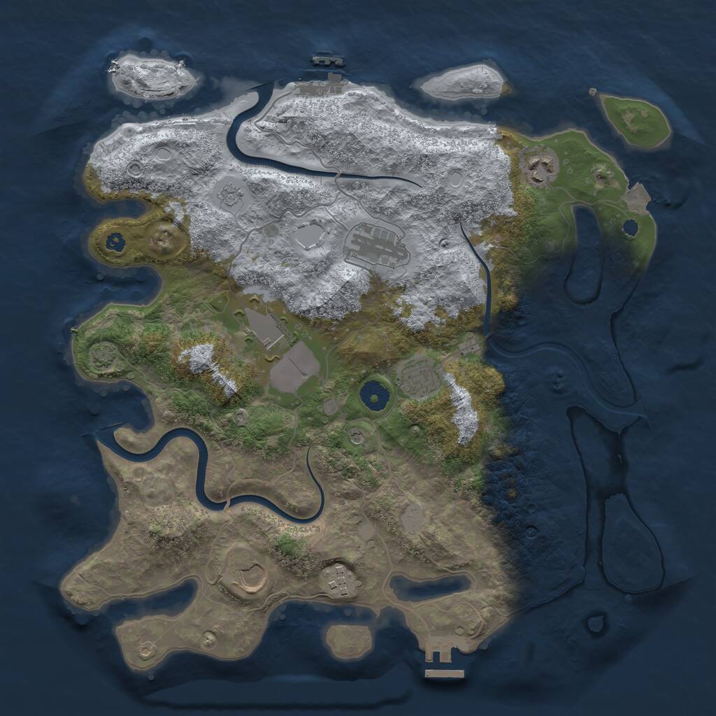 Rust Map: Procedural Map, Size: 3700, Seed: 118210822, 12 Monuments