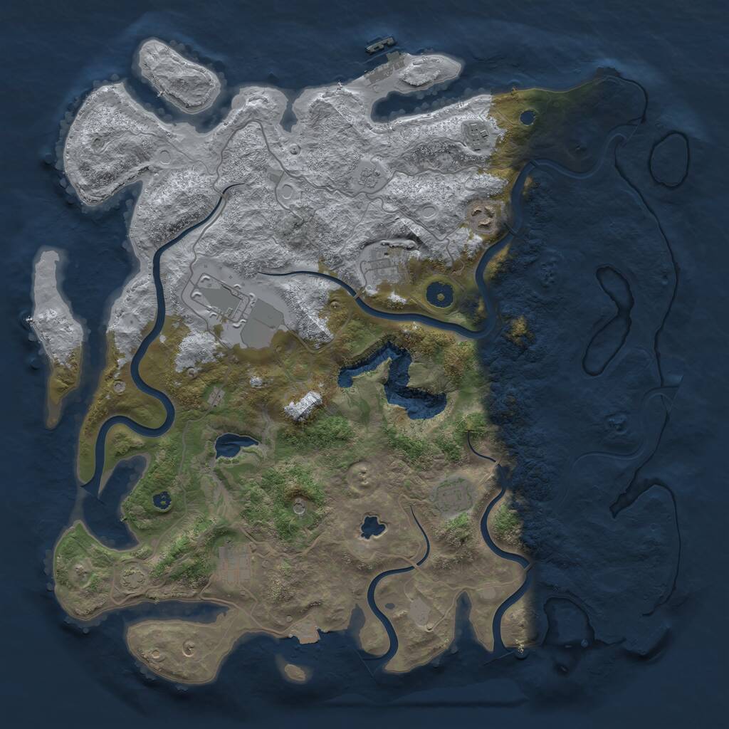 Rust Map: Procedural Map, Size: 4096, Seed: 2477, 12 Monuments