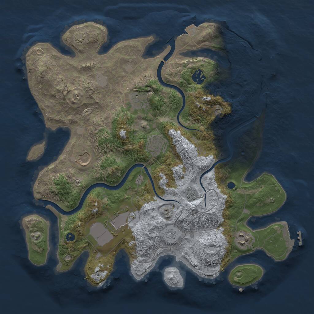 Rust Map: Procedural Map, Size: 3500, Seed: 2128995510, 13 Monuments