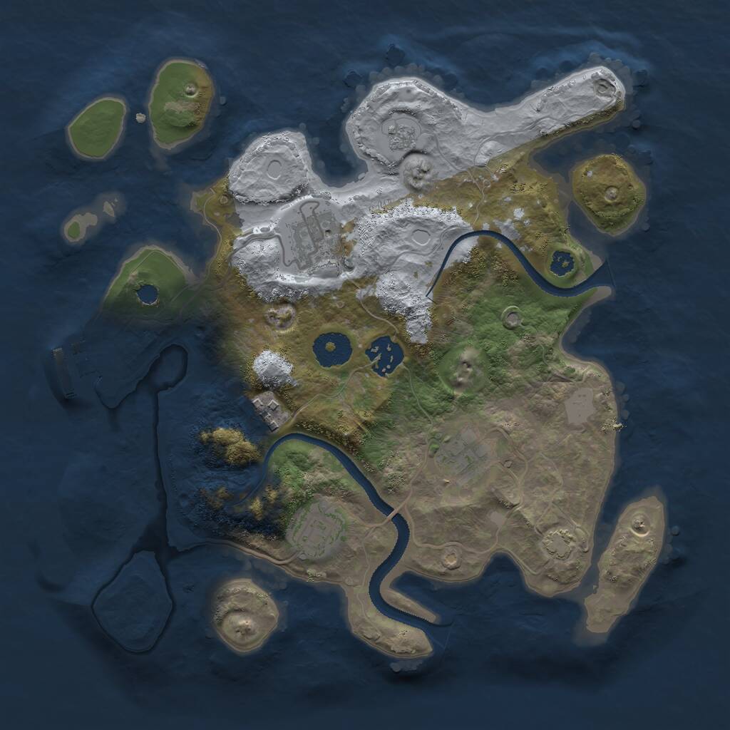 Rust Map: Procedural Map, Size: 3000, Seed: 508267033, 9 Monuments