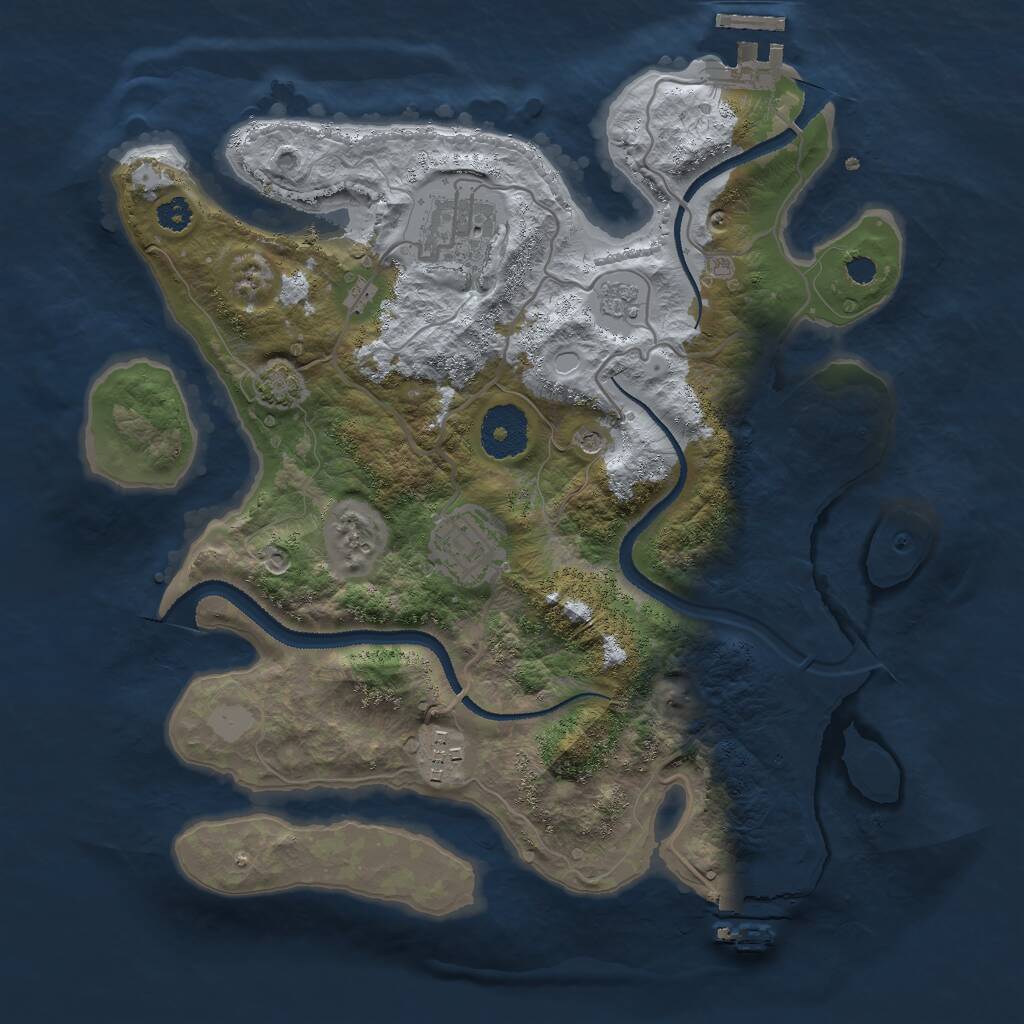 Rust Map: Procedural Map, Size: 3000, Seed: 1987741, 9 Monuments