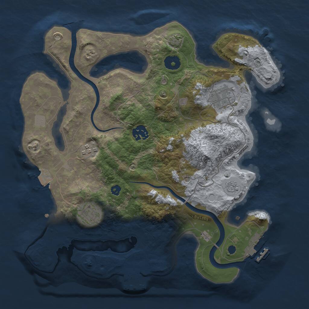 Rust Map: Procedural Map, Size: 3000, Seed: 21333, 10 Monuments