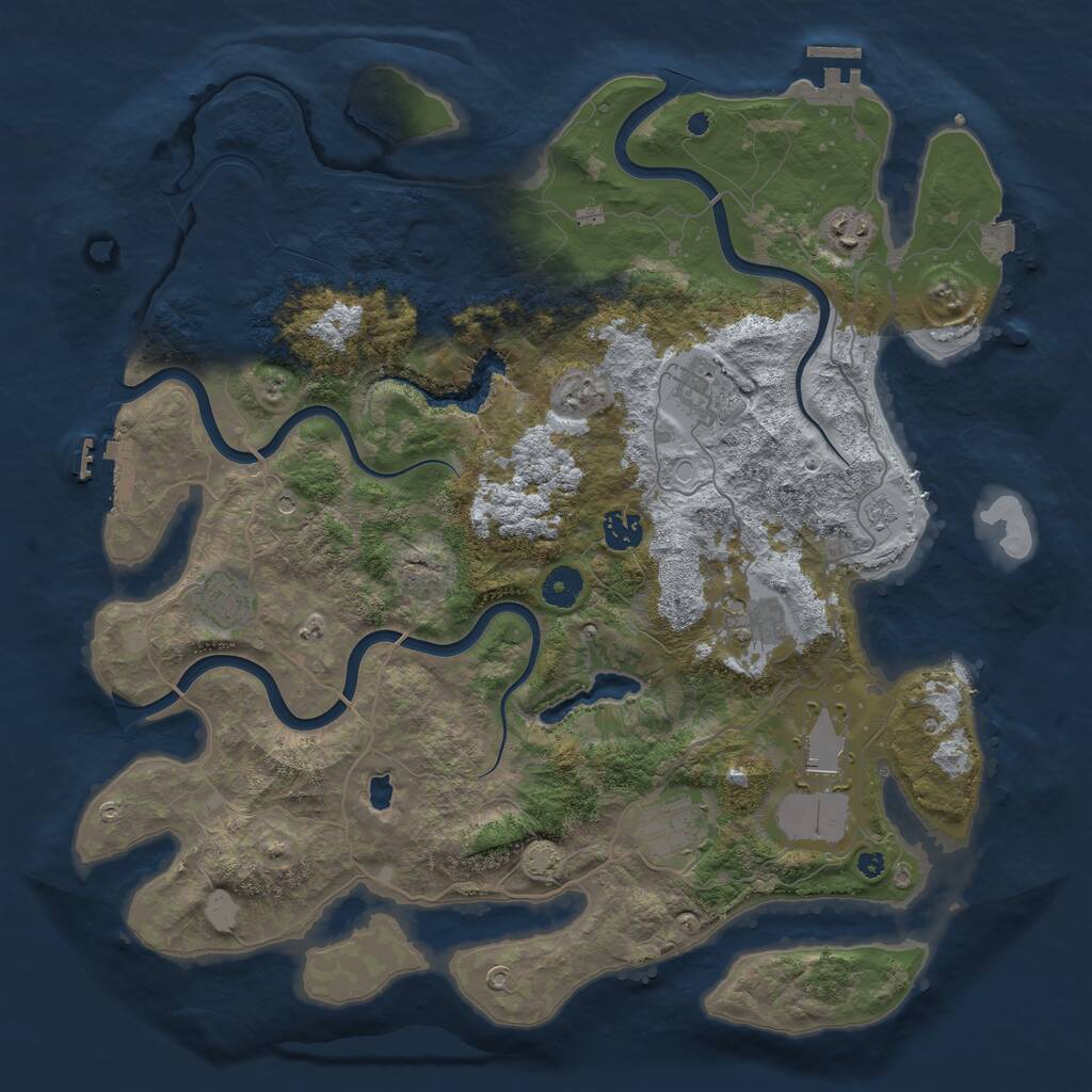 Rust Map: Procedural Map, Size: 4050, Seed: 424248313, 13 Monuments