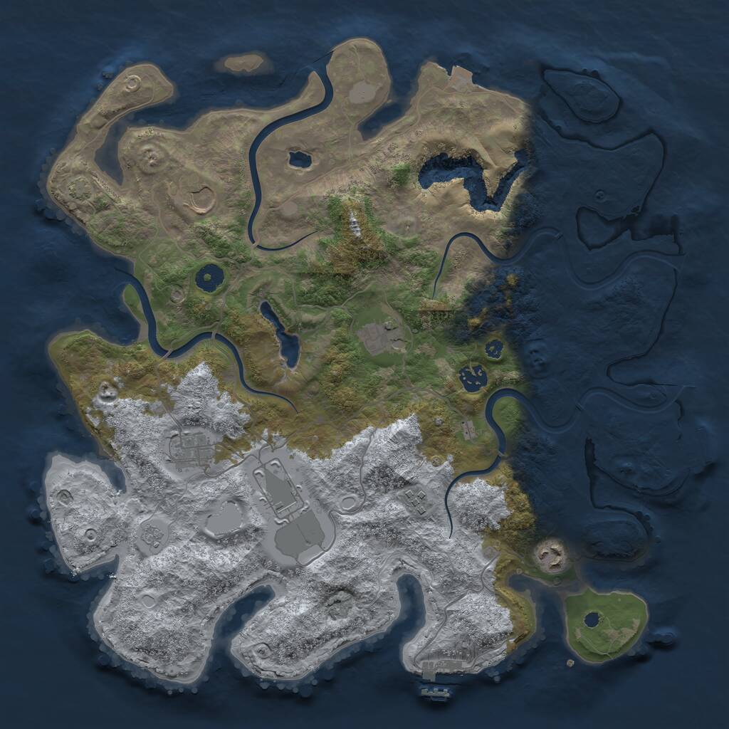 Rust Map: Procedural Map, Size: 4000, Seed: 2141143300, 12 Monuments