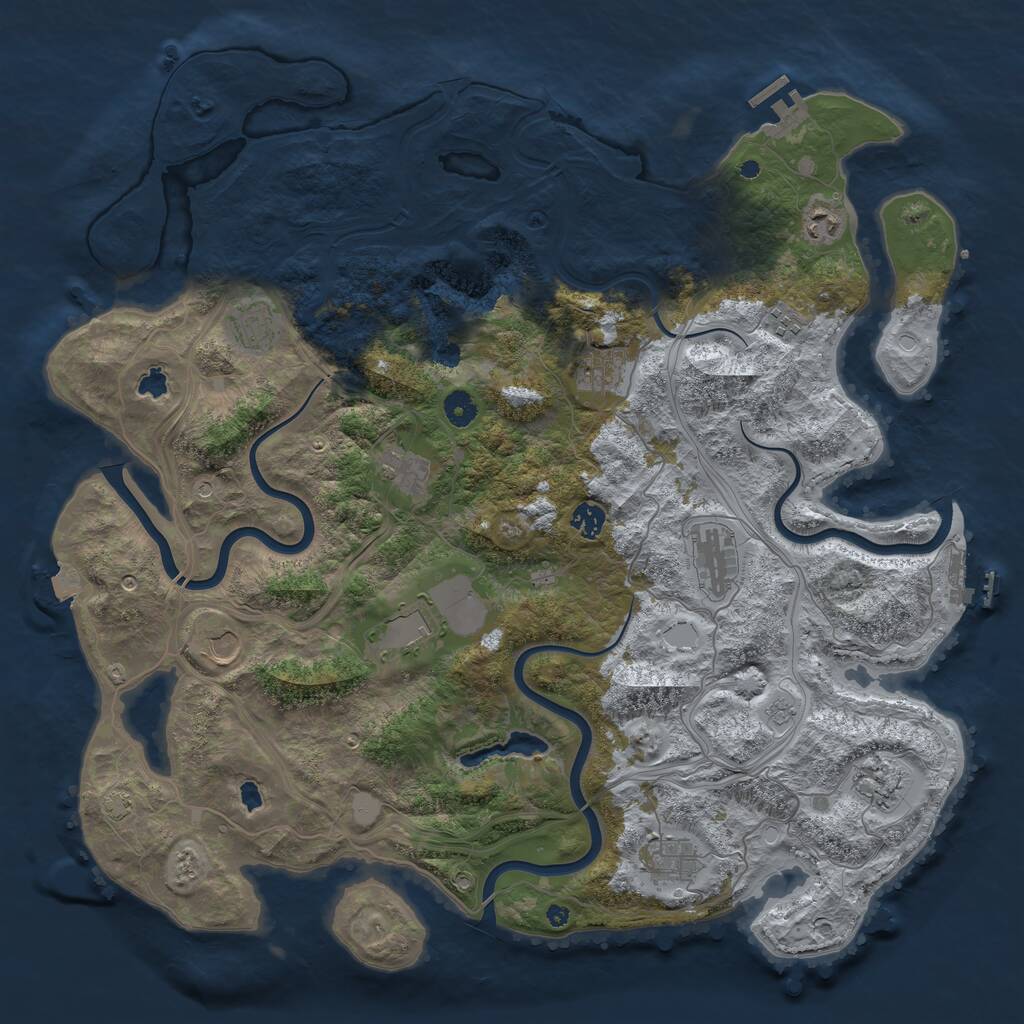 Rust Map: Procedural Map, Size: 4500, Seed: 517081415, 17 Monuments