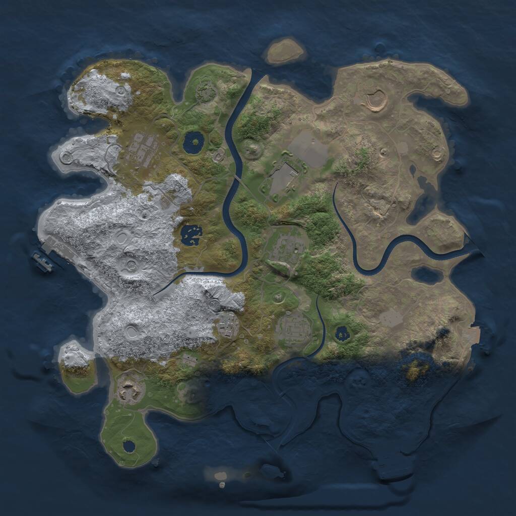 Rust Map: Procedural Map, Size: 3500, Seed: 968229616, 13 Monuments