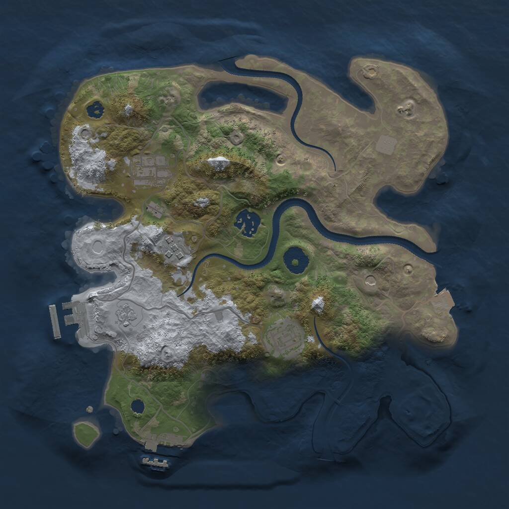 Rust Map: Procedural Map, Size: 3000, Seed: 1422914307, 9 Monuments