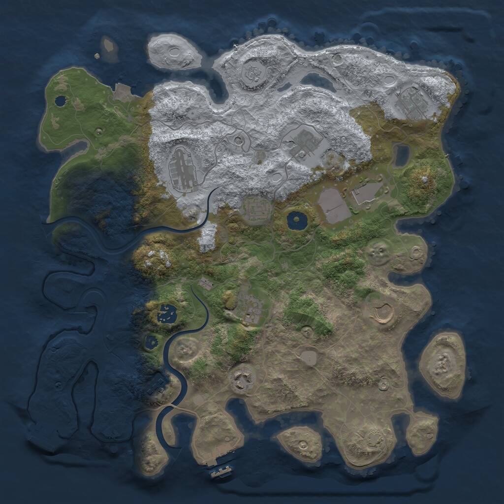 Rust Map: Procedural Map, Size: 3750, Seed: 390563743, 16 Monuments