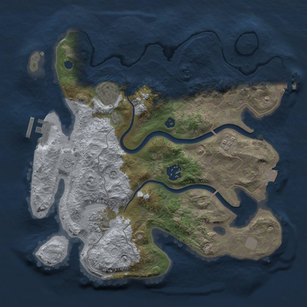 Rust Map: Procedural Map, Size: 3000, Seed: 1703029729, 9 Monuments