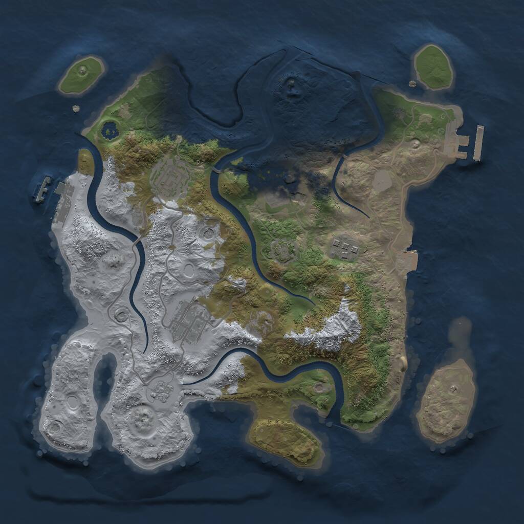 Rust Map: Procedural Map, Size: 3000, Seed: 1678614476, 10 Monuments