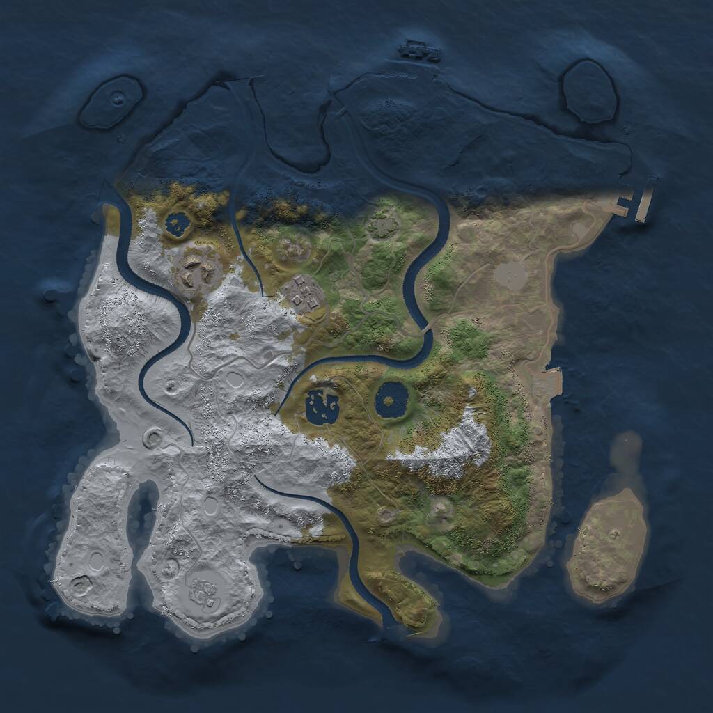 Rust Map: Procedural Map, Size: 3000, Seed: 1678614476, 8 Monuments