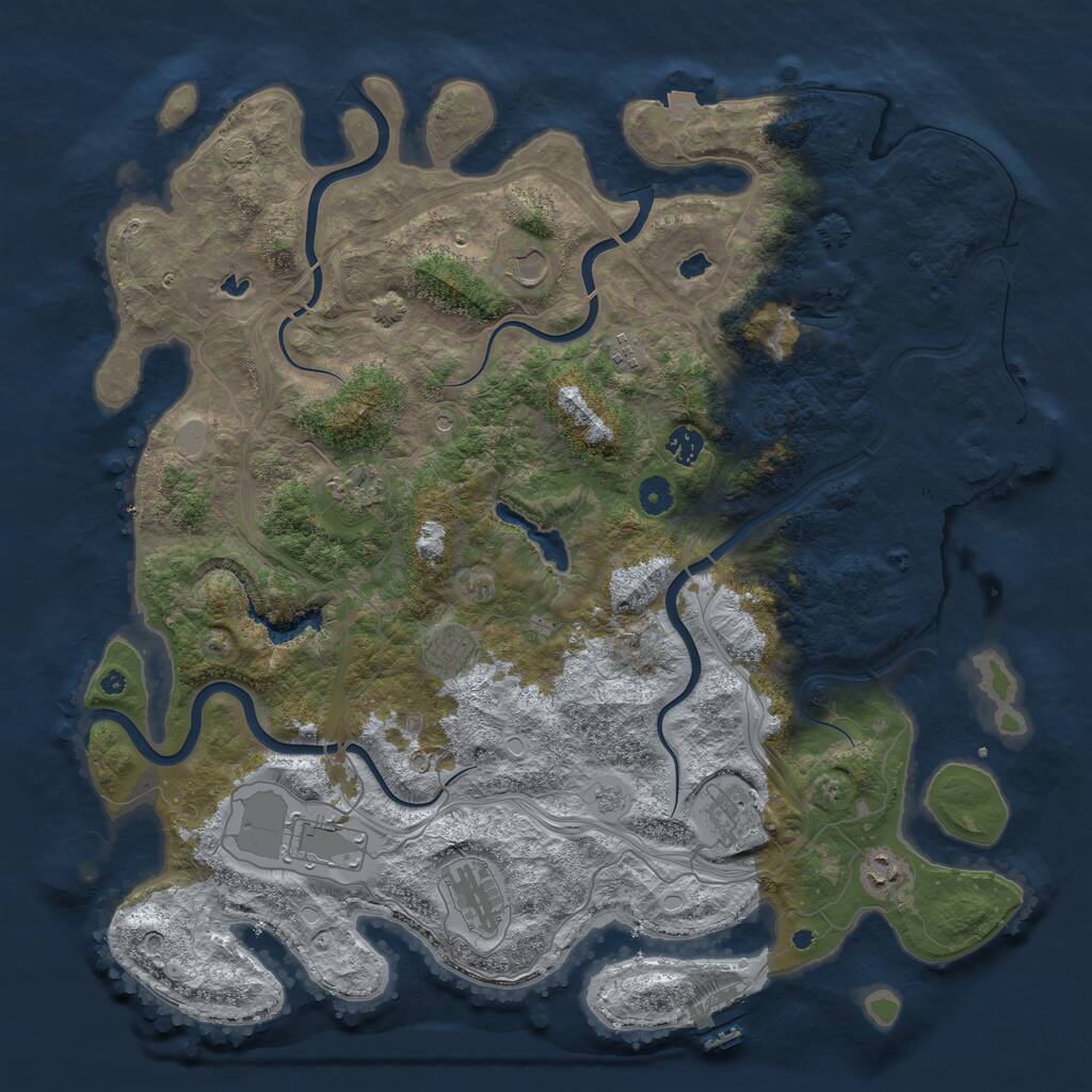 Rust Map: Procedural Map, Size: 4500, Seed: 1257077042, 15 Monuments