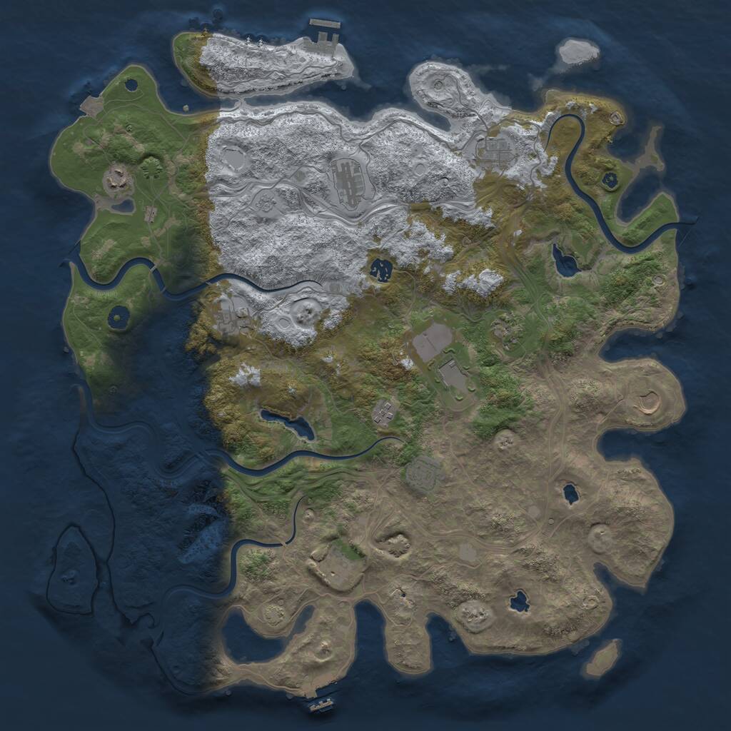 Rust Map: Procedural Map, Size: 4800, Seed: 1243650392, 17 Monuments