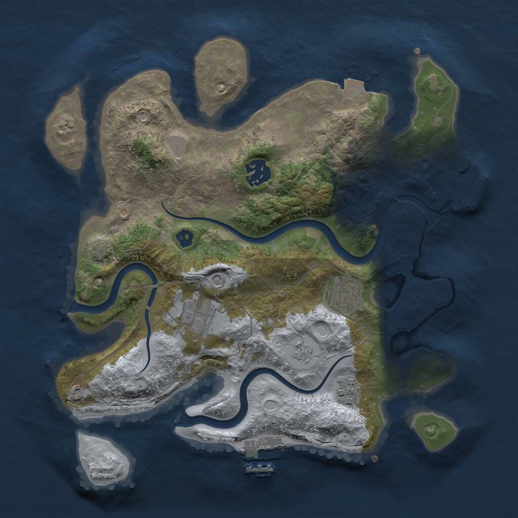 Rust Map: Procedural Map, Size: 3000, Seed: 8764135, 10 Monuments