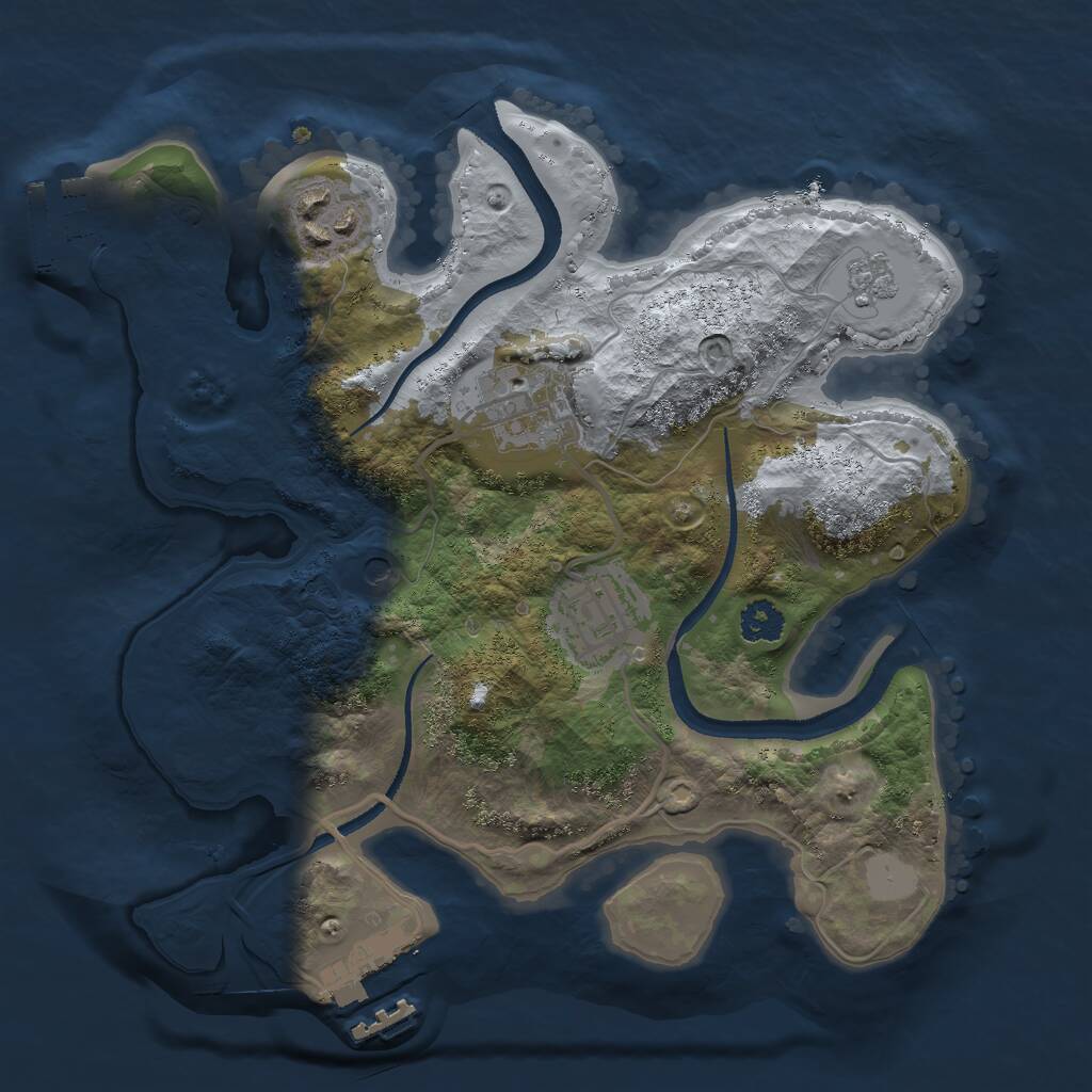 Rust Map: Procedural Map, Size: 2500, Seed: 966663131, 8 Monuments