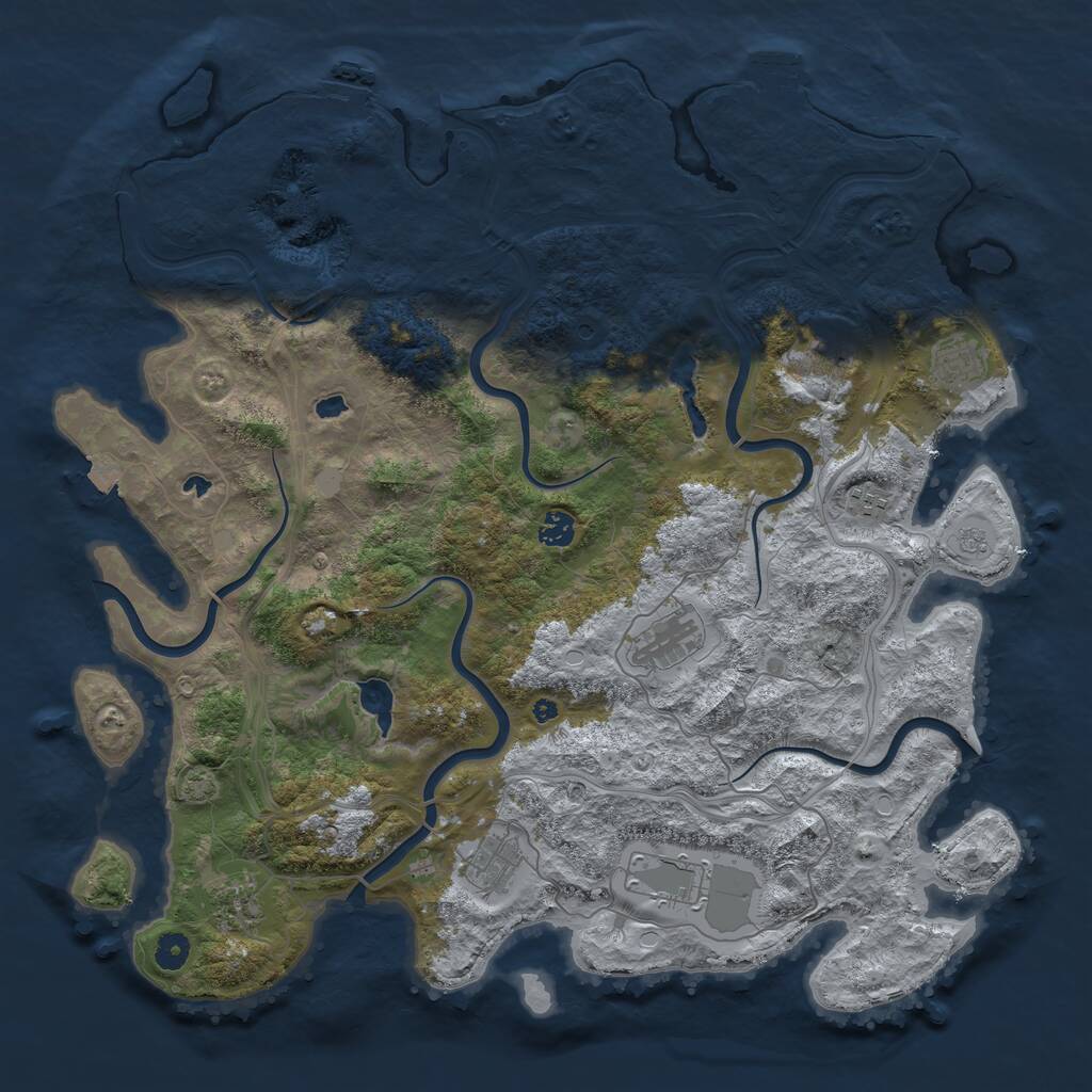 Rust Map: Procedural Map, Size: 4500, Seed: 1210034238, 14 Monuments
