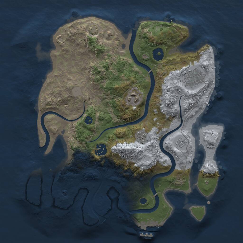 Rust Map: Procedural Map, Size: 3000, Seed: 1085865344, 8 Monuments