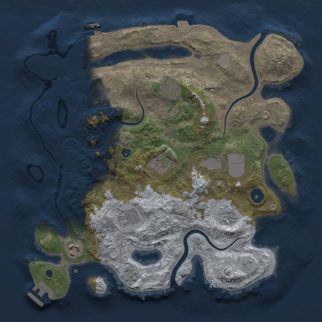 Rust Map: Procedural Map, Size: 3500, Seed: 1207180690, 14 Monuments