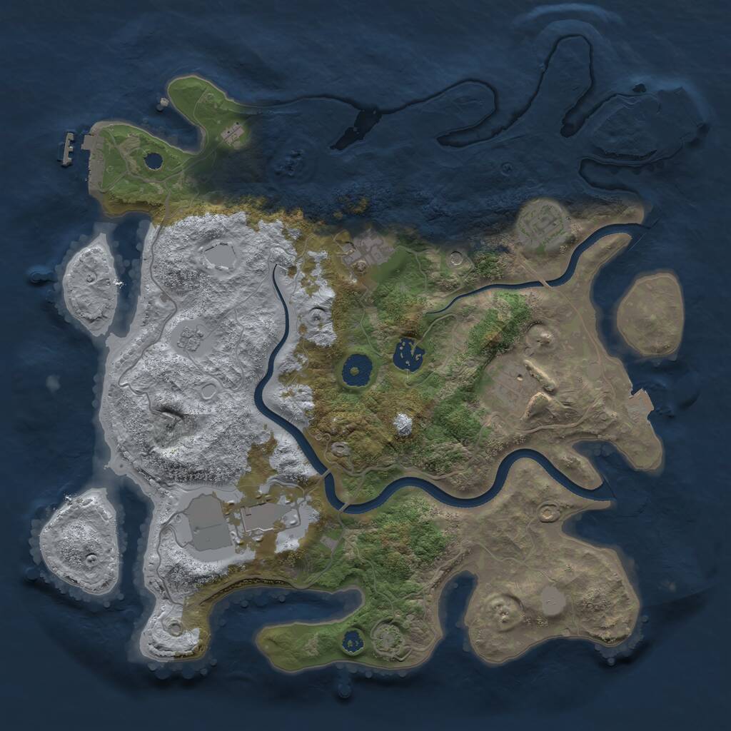 Rust Map: Procedural Map, Size: 3500, Seed: 1233607346, 11 Monuments