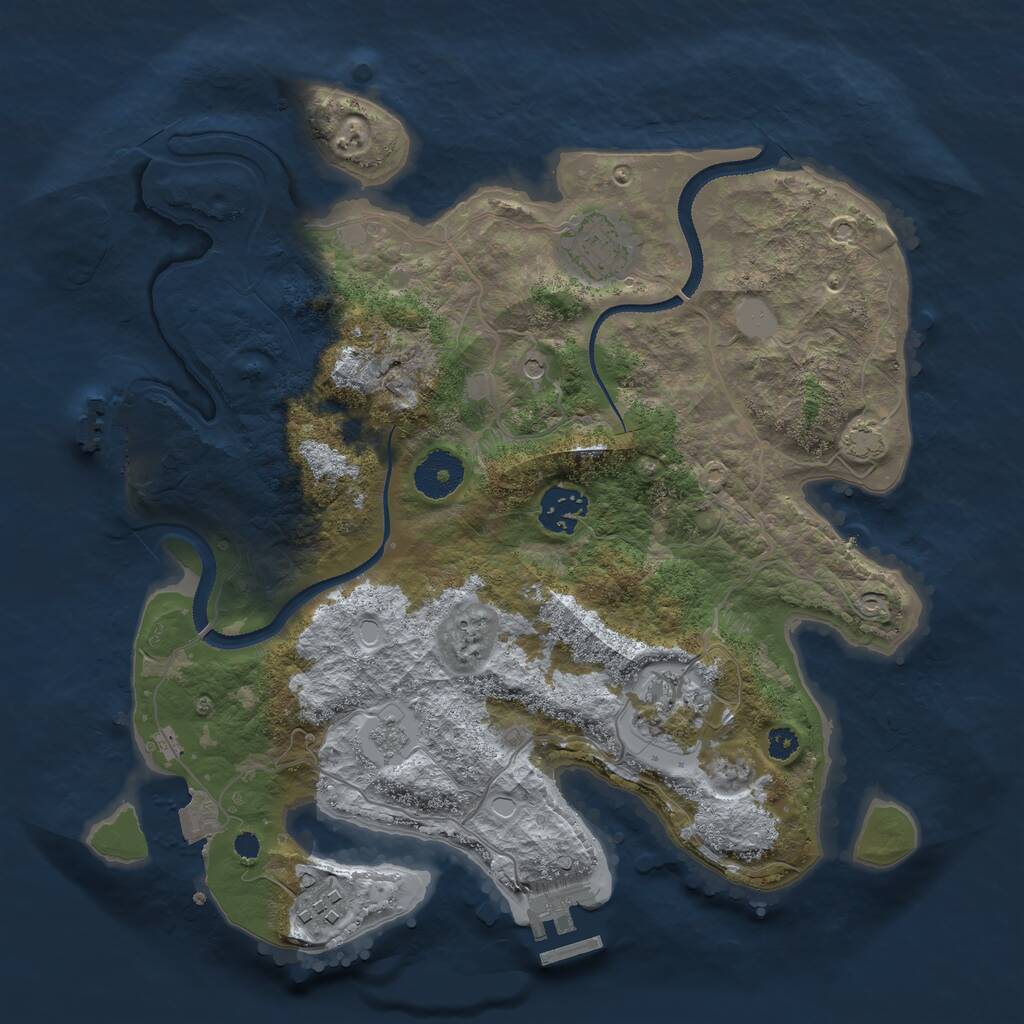Rust Map: Procedural Map, Size: 3250, Seed: 1669588684, 10 Monuments