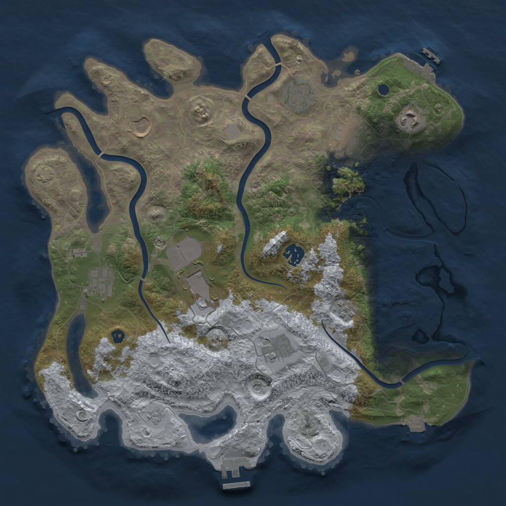 Rust Map: Procedural Map, Size: 3750, Seed: 1833883430, 15 Monuments