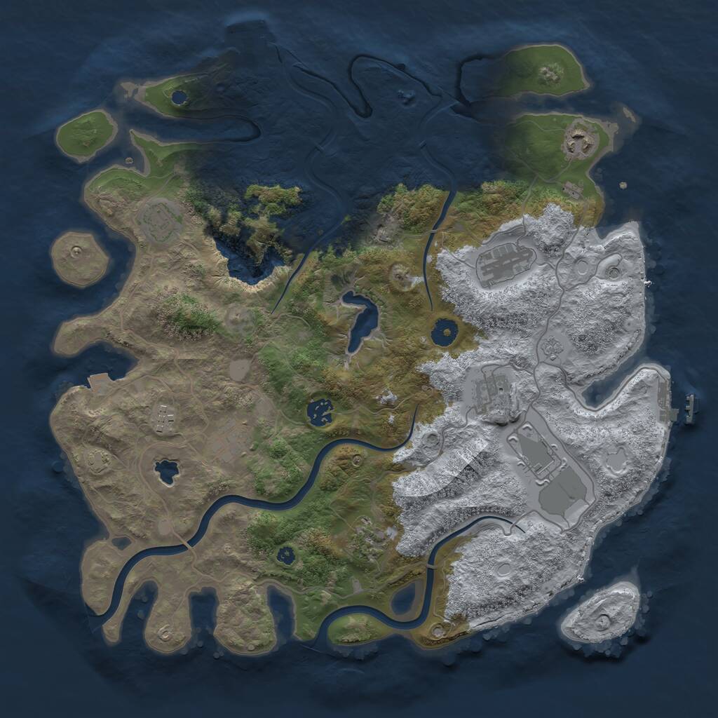 Rust Map: Procedural Map, Size: 4000, Seed: 351487, 15 Monuments