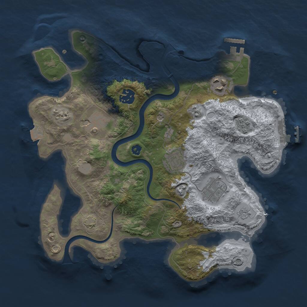 Rust Map: Procedural Map, Size: 3000, Seed: 979717516, 12 Monuments