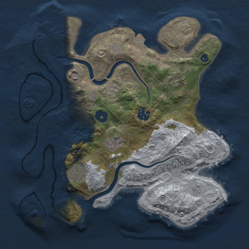 Rust Map: Procedural Map, Size: 3000, Seed: 25345, 10 Monuments