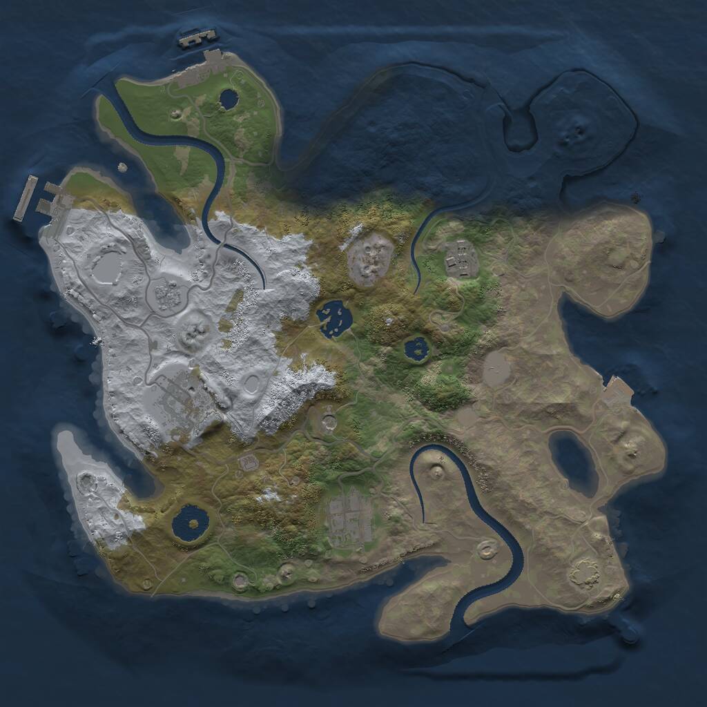 Rust Map: Procedural Map, Size: 3000, Seed: 56625, 10 Monuments