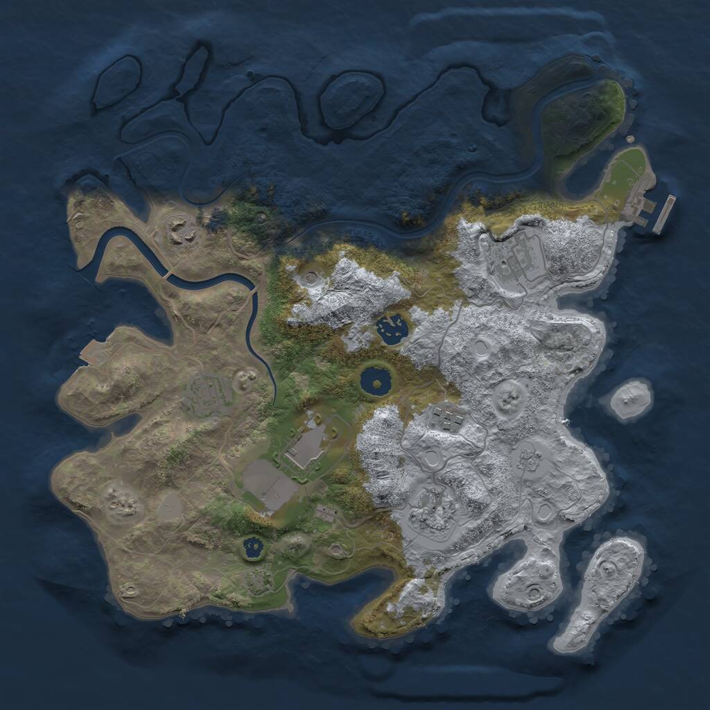 Rust Map: Procedural Map, Size: 3500, Seed: 2101222974, 12 Monuments