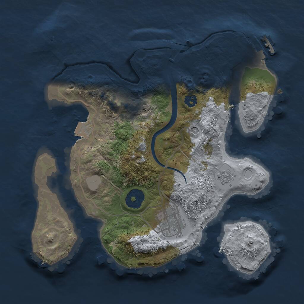 Rust Map: Procedural Map, Size: 2400, Seed: 974713853, 5 Monuments