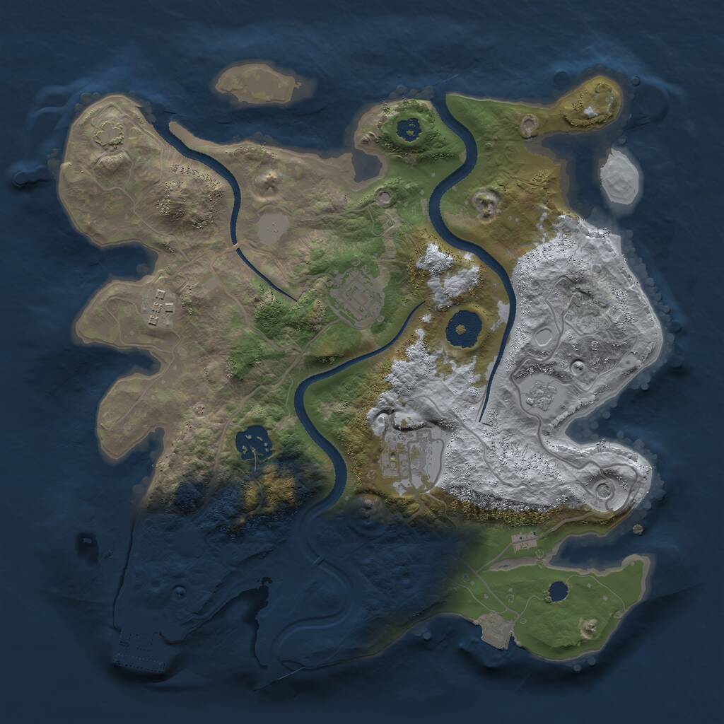 Rust Map: Procedural Map, Size: 3000, Seed: 387618900, 9 Monuments