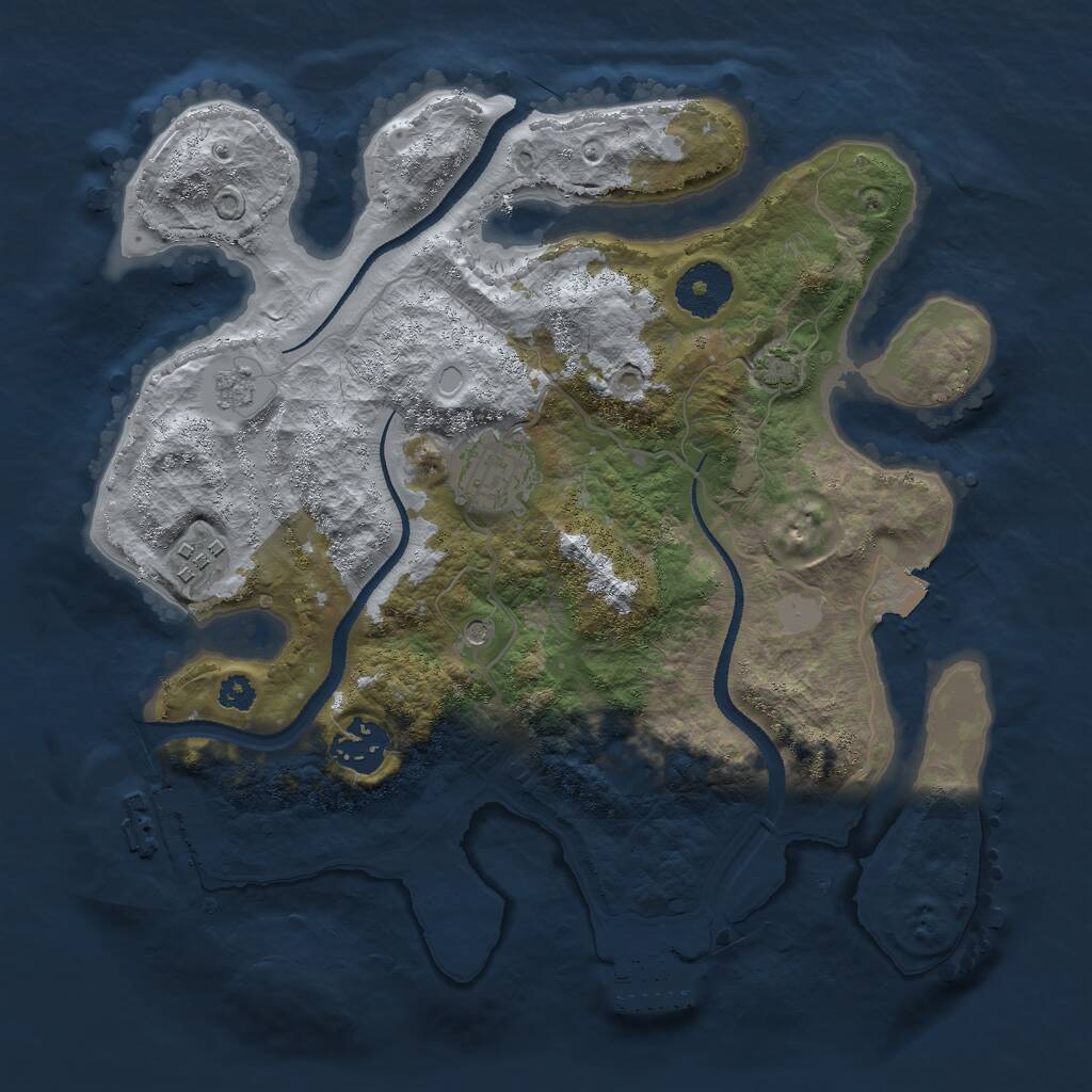 Rust Map: Procedural Map, Size: 3000, Seed: 65467, 9 Monuments