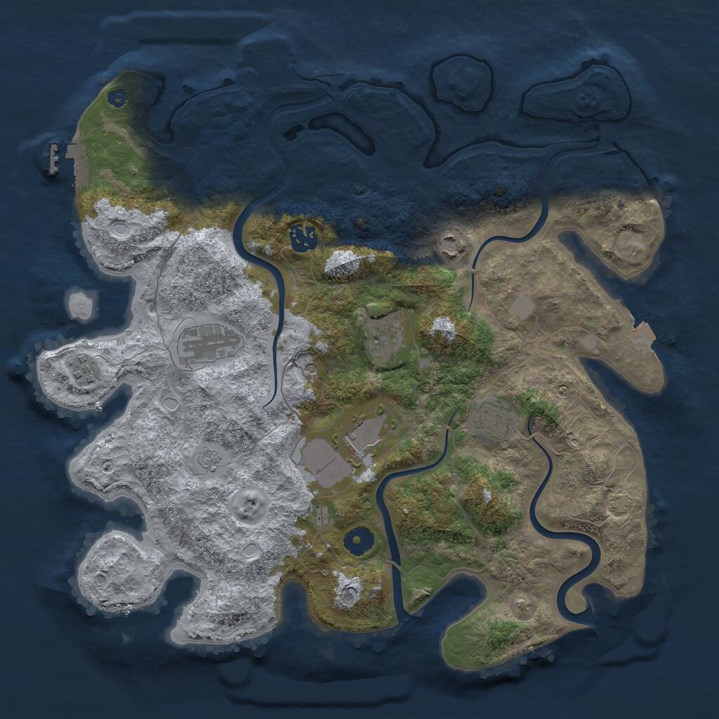 Rust Map: Procedural Map, Size: 3750, Seed: 84563, 13 Monuments