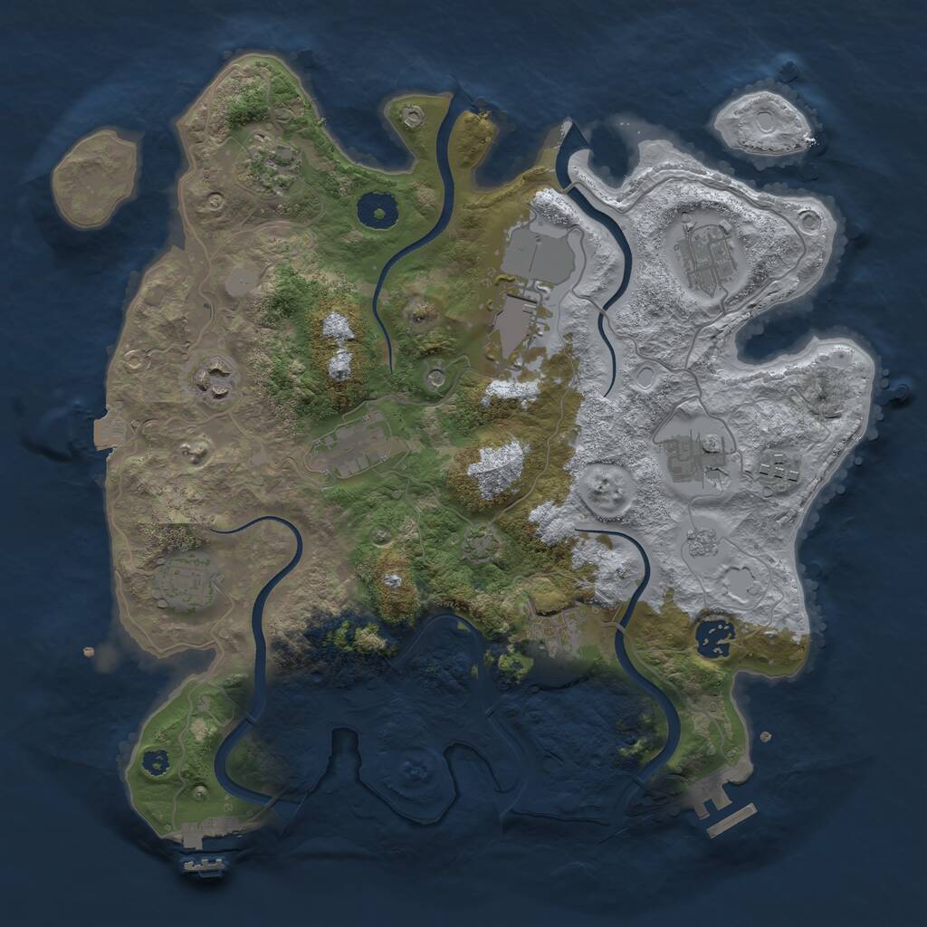 Rust Map: Procedural Map, Size: 3500, Seed: 1614937015, 16 Monuments