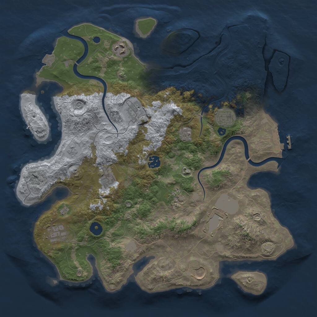 Rust Map: Procedural Map, Size: 3750, Seed: 1230313838, 16 Monuments