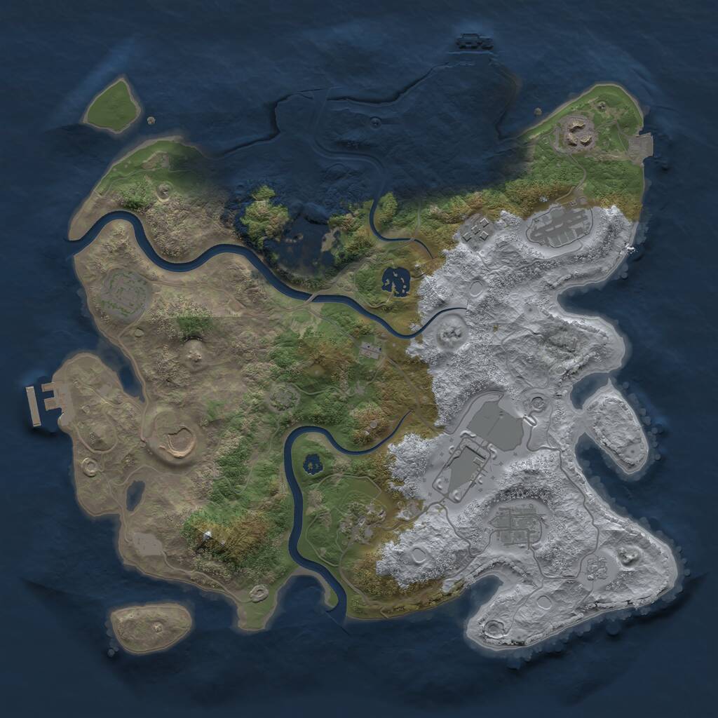 Rust Map: Procedural Map, Size: 3600, Seed: 256203, 16 Monuments