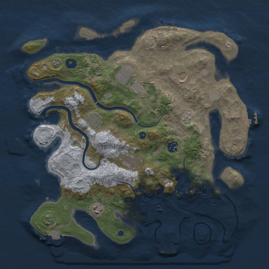 Rust Map: Procedural Map, Size: 3750, Seed: 1387257799, 13 Monuments