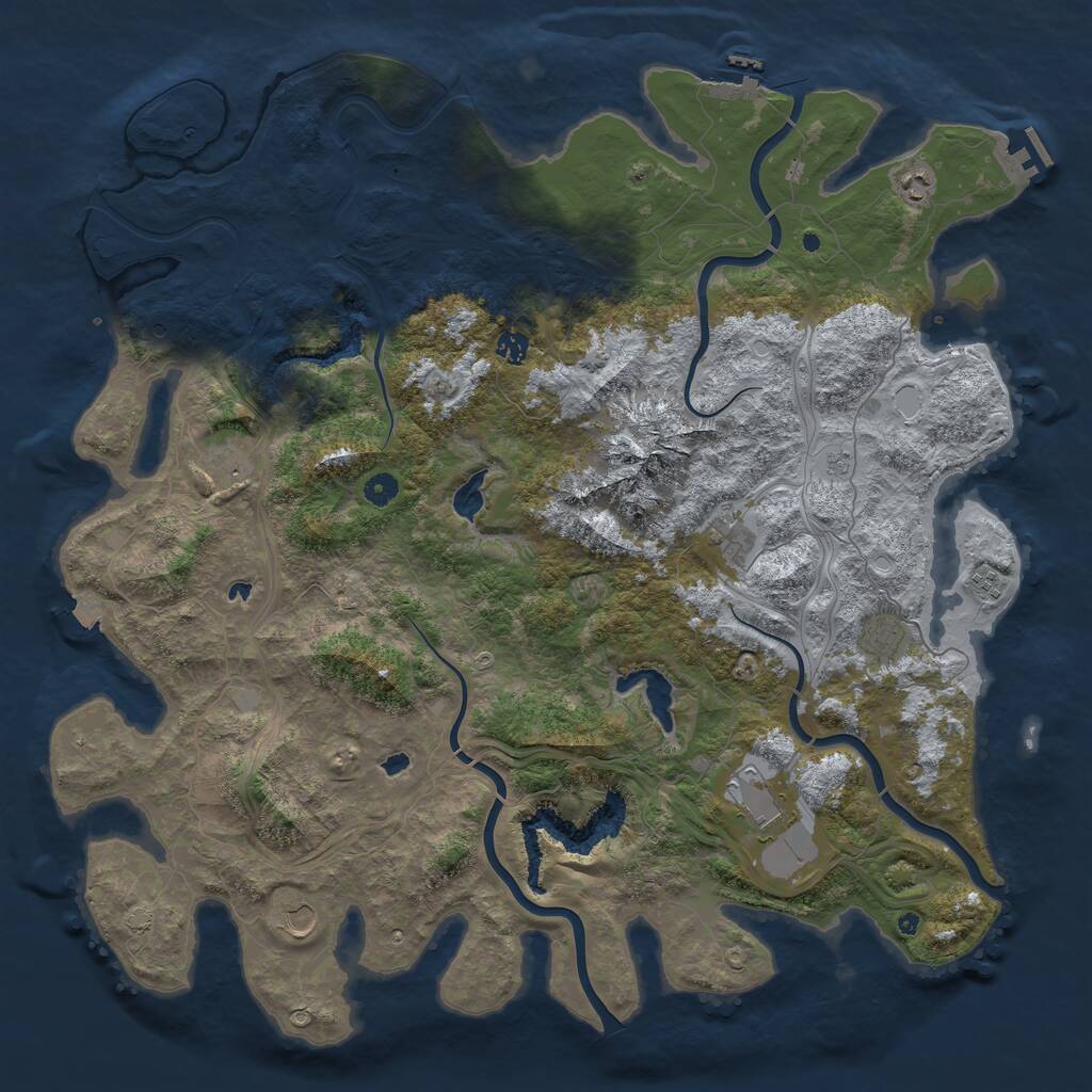 Rust Map: Procedural Map, Size: 5000, Seed: 1835335415, 14 Monuments